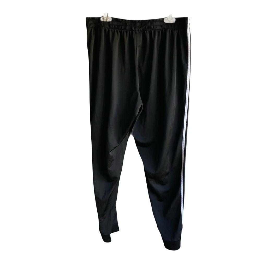 Adidas Black 3 Stripe Track Pant Size 2XL Drawstring Waist Jogger Pockets Tricot - Picture 5 of 12
